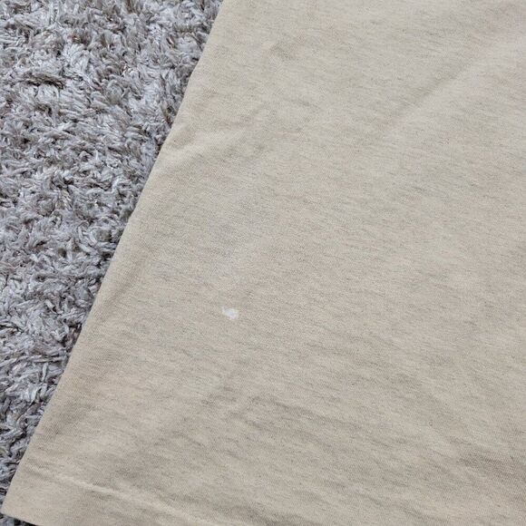 Vintage American Flag T Shirt Mens Large Beige Short Sleeve Button Alore Read* - Picture 10 of 11